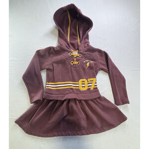 Harry Potter Hoodie Dress 4T Girls Maroon Gold Quidditch Style Sweater Dress